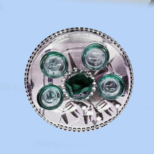 Mademoiselle Clear Plate + 4 cup holder - Green