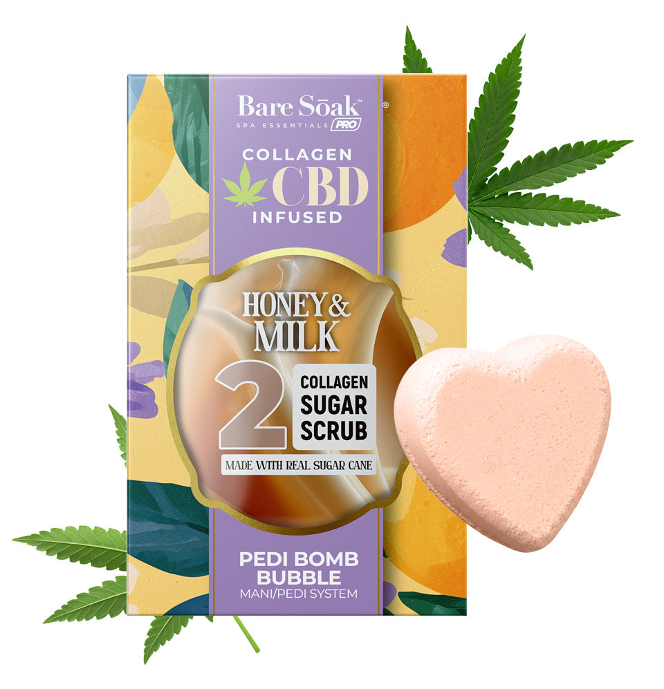 Bare Soak Collagen CBD Infused Pedi Bomb • 4 Steps Kit - Honey & Milk