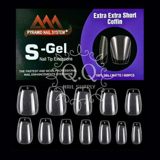 Pyramid Soft Gel Nail Tip Extensions - Extra Extra Short Coffin (600pcs)