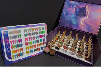 Neon Cat Eye Gel Set – 36 Colors | Display + Free Chrome #29 & Magnetic Tool