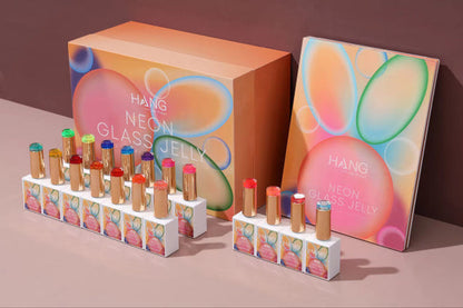 Neon Glass Jelly Gel Set – 24 Vibrant Shades | 15ml + Display