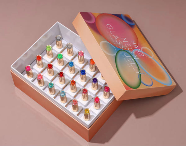 Neon Glass Jelly Gel Set – 24 Vibrant Shades | 15ml + Display