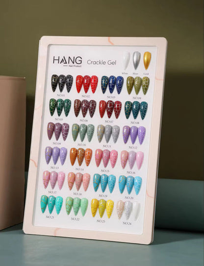 Crackle Gel Collection - 27 Colors | 24 Gel Polish + 3 Base Colors + Display