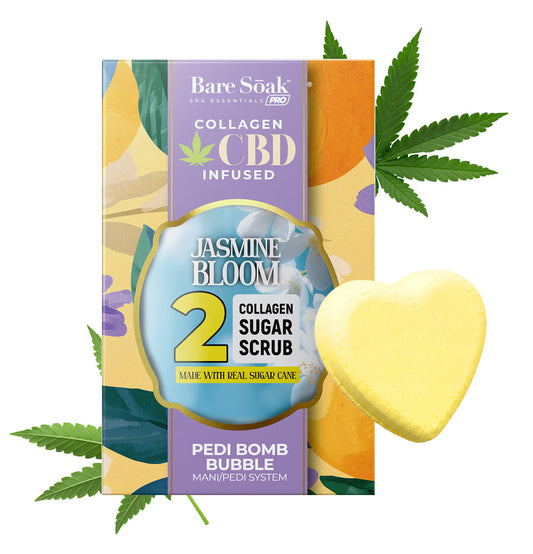 Bare Soak Collagen CBD Infused Pedi Bomb • 4 Steps Kit - Jasmine Bloom