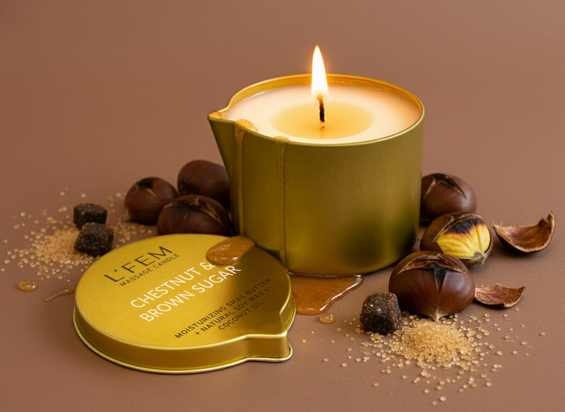 L'Fem Massage Candle 8oz - #17 Chestnut & Brown Sugar 5 pcs