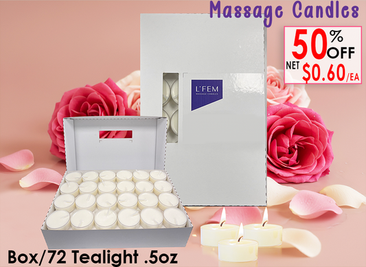 L'Fem Massage Candle Tealight .5oz. Box/72pcs - #01 Fresh Rose