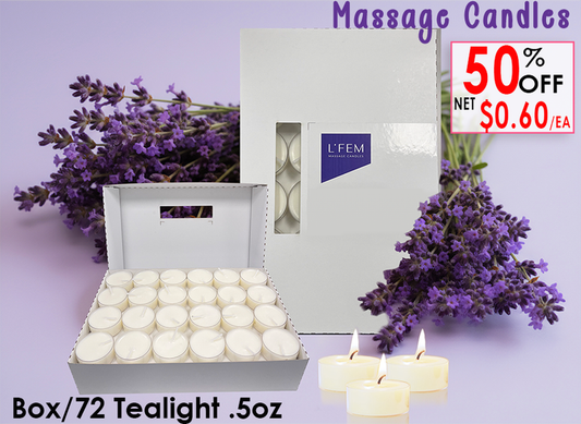 L'Fem Massage Candle Tealight .5oz. Box/72pcs - #04 Lavender