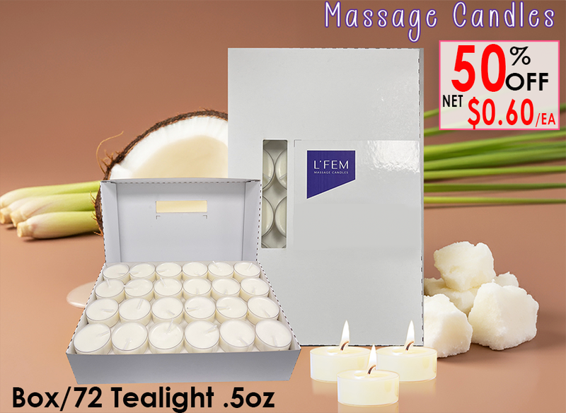 L'Fem Massage Candle Tealight .5oz. Box/72pcs - #06 Coconut Lemongrass
