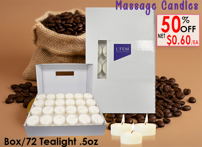 L'Fem Massage Candle Tealight .5oz. Box/72pcs - #07 Coffee