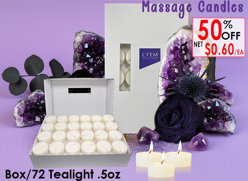 L'Fem Massage Candle Tealight .5oz. Box/72pcs - #11 Black Amethyst