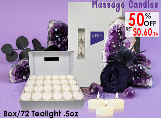 L'Fem Massage Candle Tealight .5oz. Box/72pcs - #11 Black Amethyst