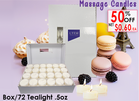 L'Fem Massage Candle Tealight .5oz. Box/72pcs - #21 Sweet on Paris