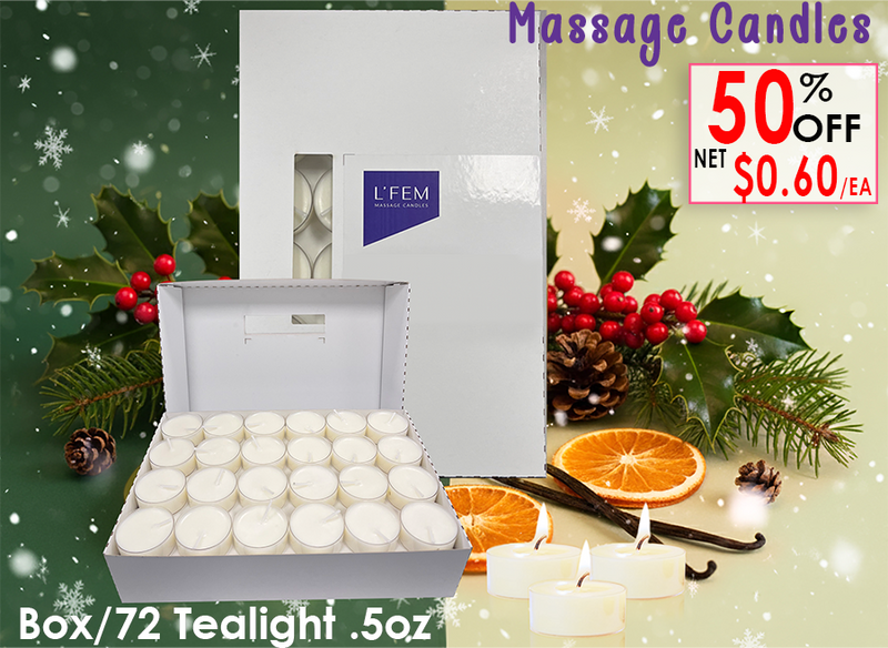 L'Fem Massage Candle Tealight .5oz. Box/72pcs - #25 Velvet Pine