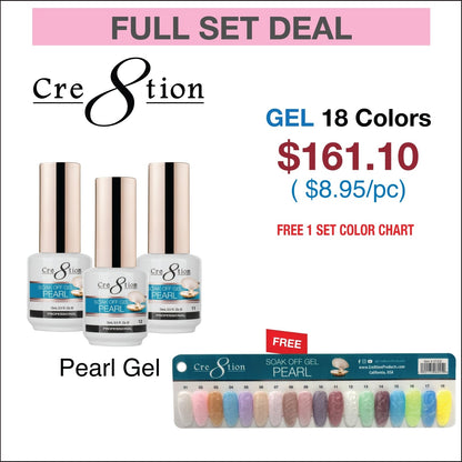Creation Pearl Gel 0.5oz - Full Set 18 colors w/ 1 Color Chart