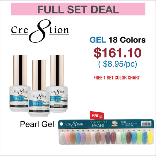 Creation Pearl Gel 0.5oz - Full Set 18 colors w/ 1 Color Chart