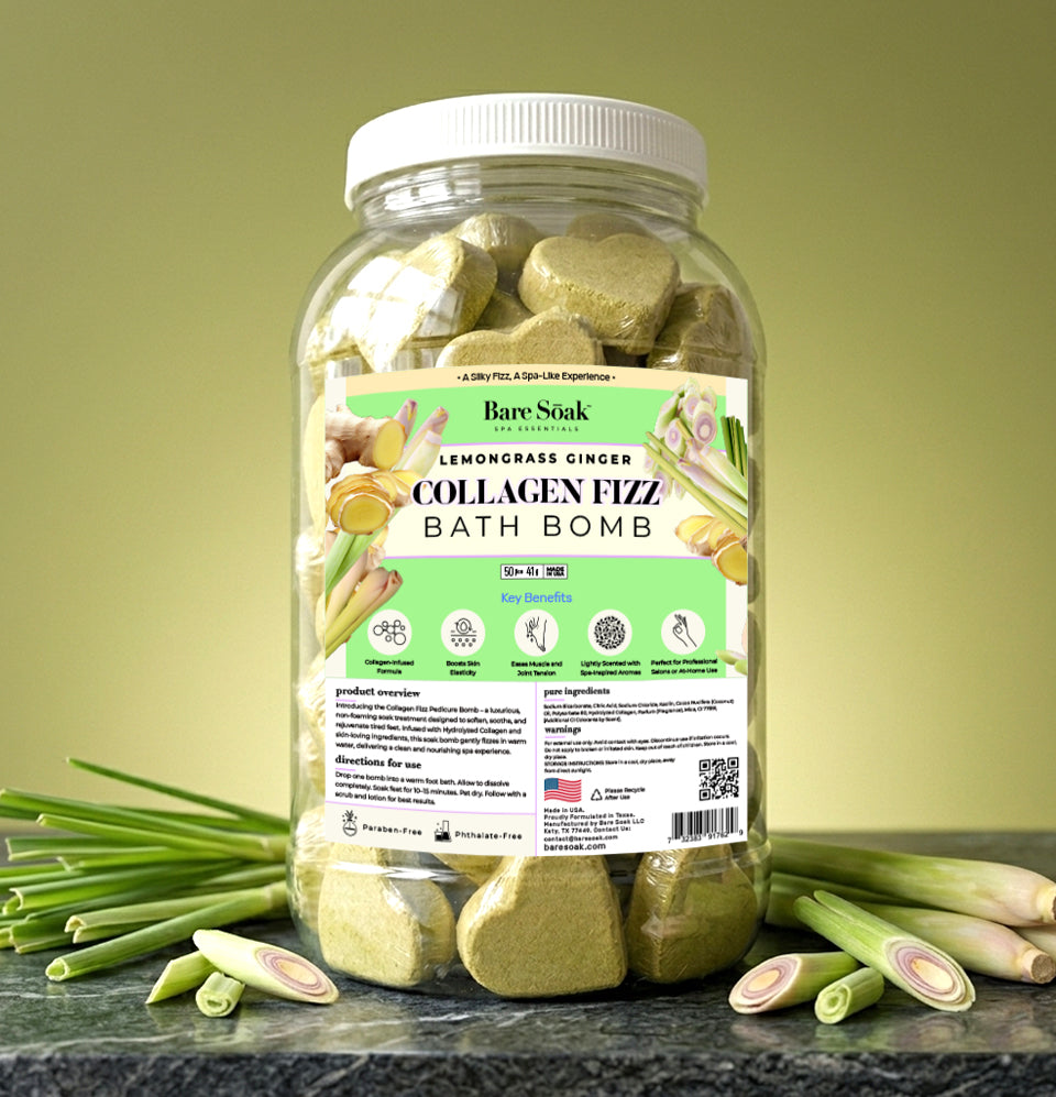 Bare Soak Collagen Pedi Bomb - 50pc - Lemongrass Ginger