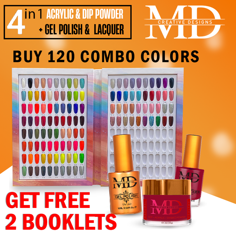 MD 4in1:Gel+Lacquer+Dip+Acrylic - 120 combo colors, Free 2 Booklets ($13.00 each combo)