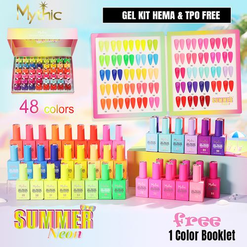 Mythic Gel Kit Summer Collection - 48 Colors TPO, Hema Free Gel x $6 + 1 Booklet