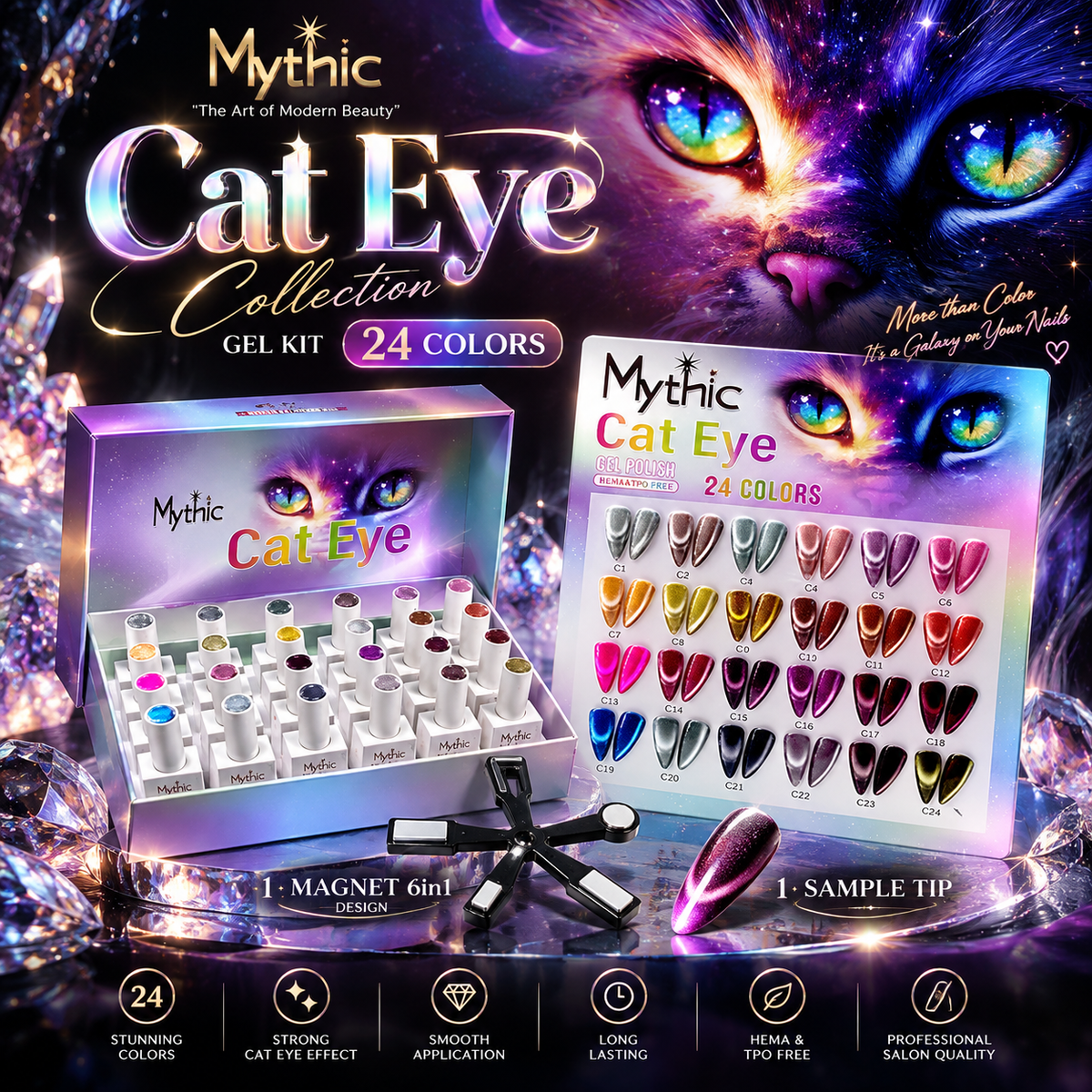 Mythic Gel Kit Cat Eye Collection - 24 Colors (DOTW)