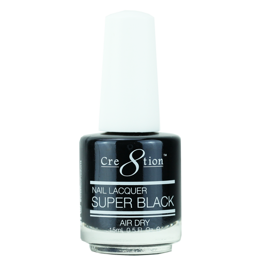 Cre8tion Nail Lacquer SUPER BLACK Air Dry 0.5oz