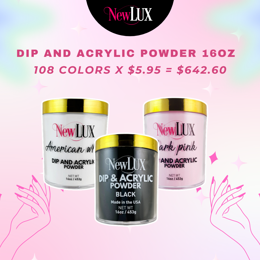 NEWLUX DIP & ACRYLIC POWDER 16OZ COMPLETE SET