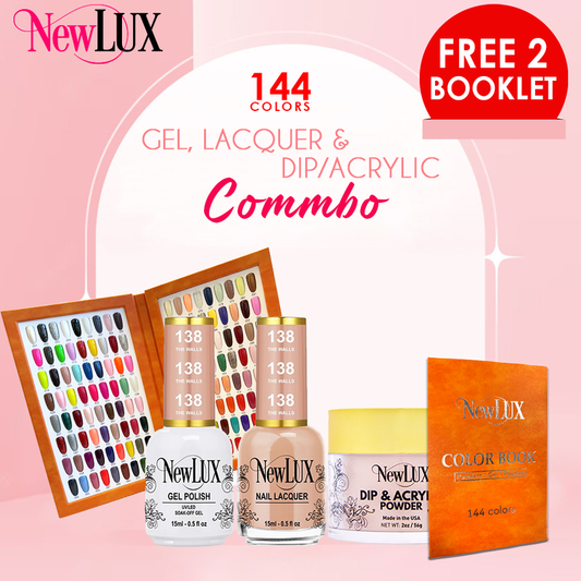 NewLux Collection: Combo Trio 144 colors - Duo (Lacquer+Gel), Powder (Dip+Acylic).