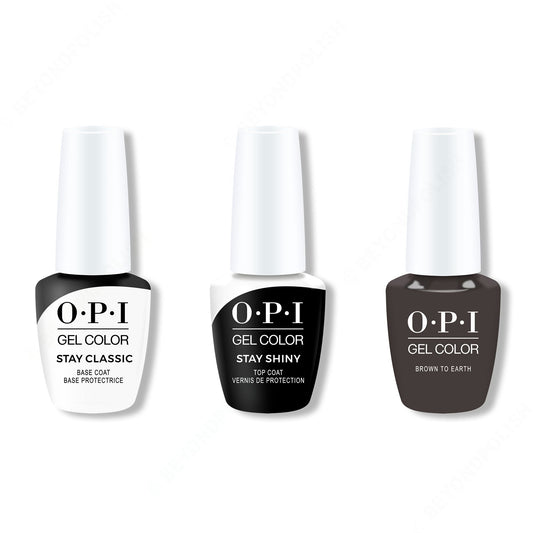 OPI - GelColor Combo - Stay Classic Base, Shiny Top & Brown To Earth