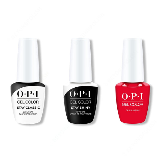 OPI - GelColor Combo - Stay Classic Base, Shiny Top & Cajun Shrimp