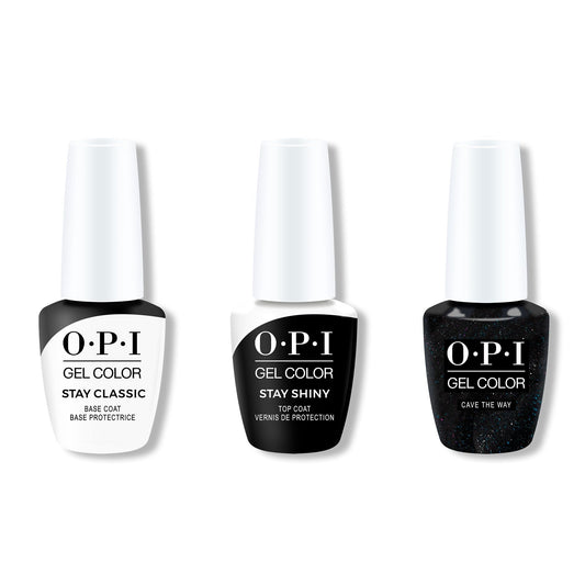 OPI - GelColor Combo - Stay Classic Base, Shiny Top & Cave The Way