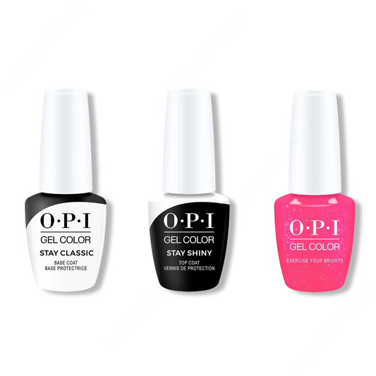 OPI - GelColor Combo - Stay Classic Base, Shiny Top & Exercise Your Brights