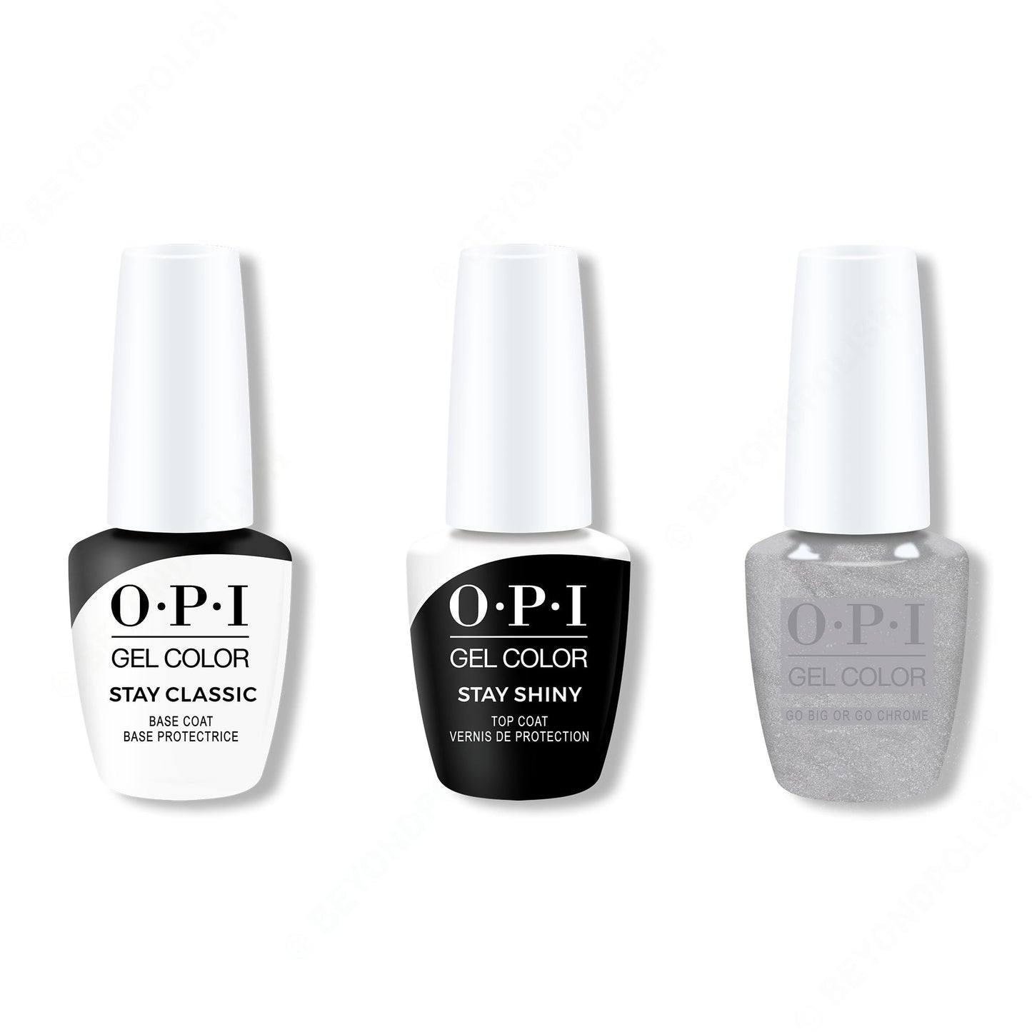 OPI - GelColor Combo - Stay Classic Base, Shiny Top & Go Big or Go Chrome