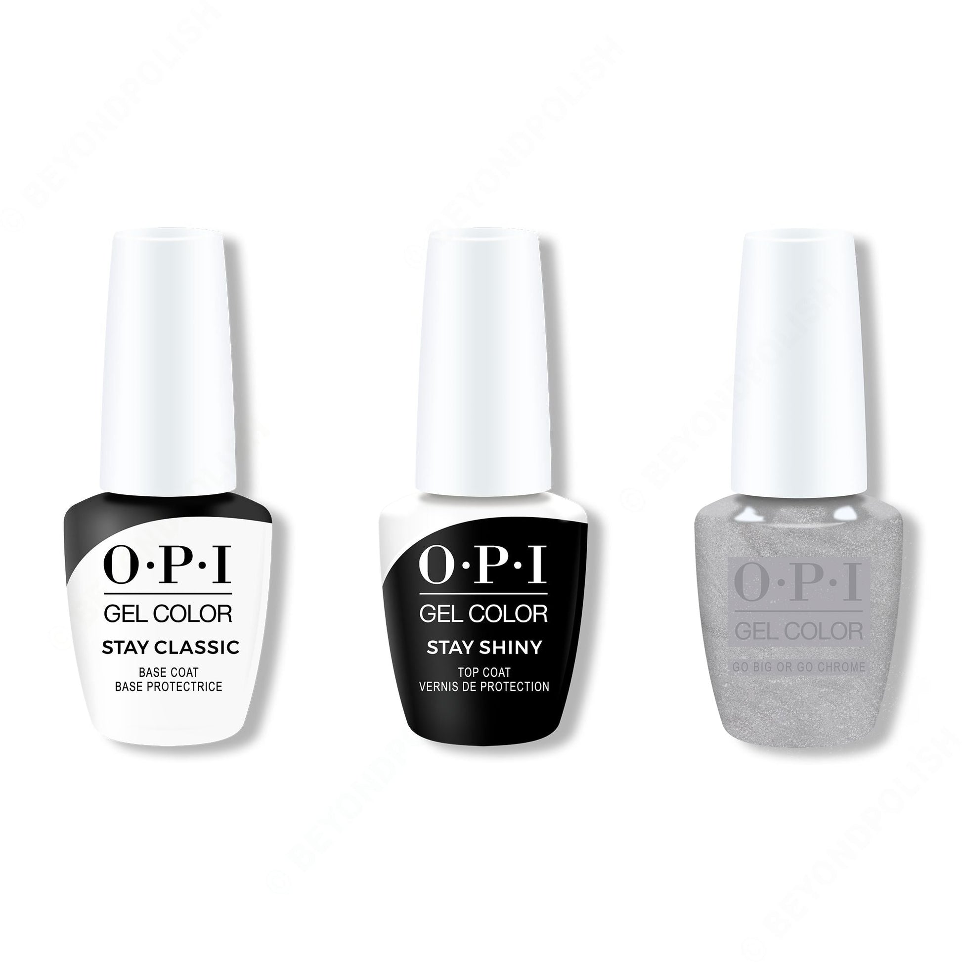 OPI - GelColor Combo - Stay Classic Base, Shiny Top & Go Big or Go Chrome