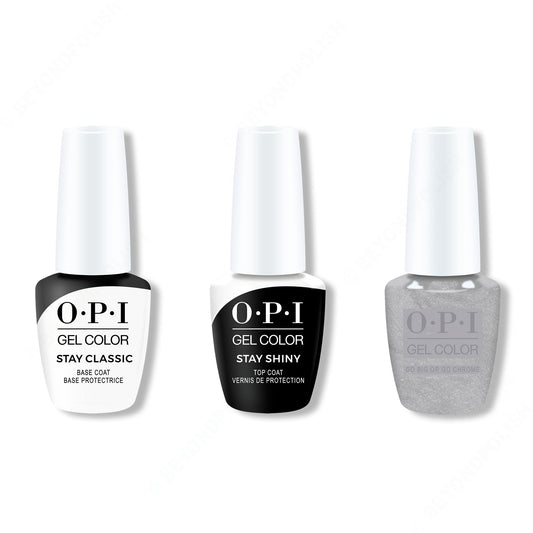 OPI - GelColor Combo - Stay Classic Base, Shiny Top & Go Big or Go Chrome