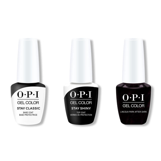 OPI - GelColor Combo - Stay Classic Base, Shiny Top & Lincoln Park After Dark