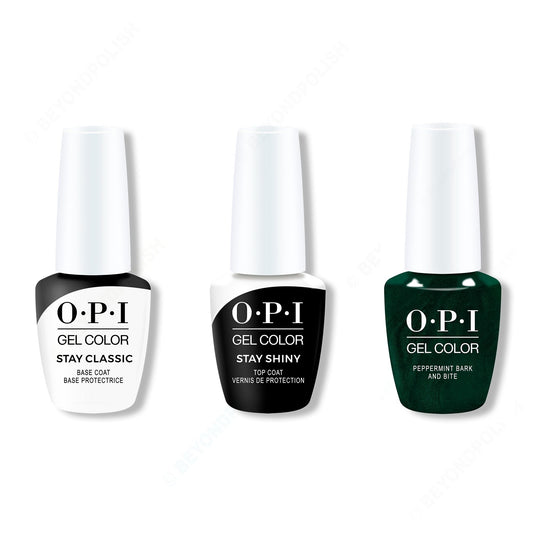 OPI - GelColor Combo - Stay Classic Base, Shiny Top & Peppermint Bark and Bite
