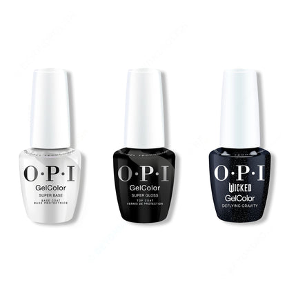 OPI - GelColor Combo - Super Base, Super Gloss Top & Deflying Gravity
