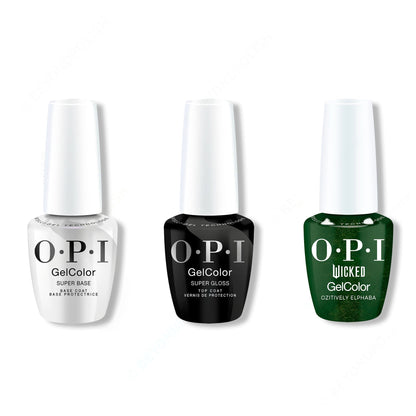 OPI - GelColor Combo - Super Base, Super Gloss Top & Ozitively Elphaba