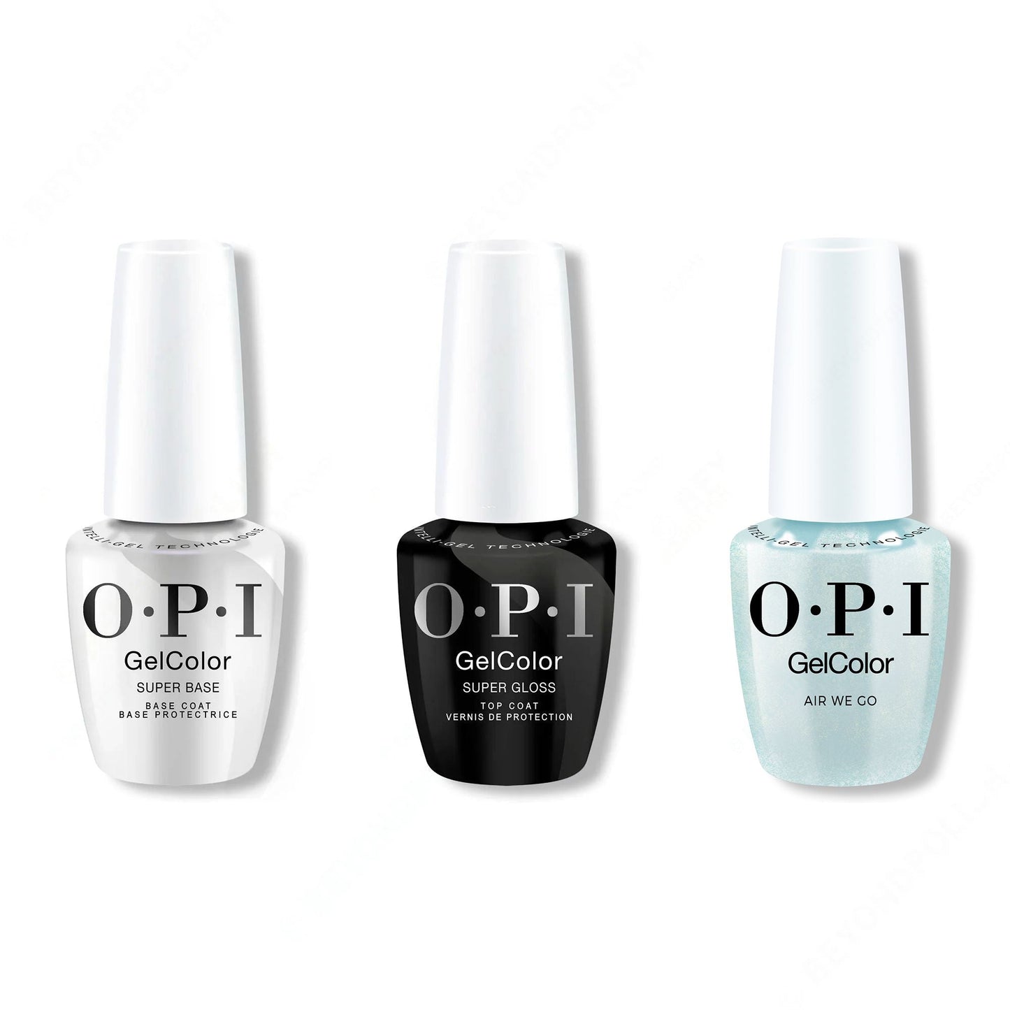 OPI GelColor Intelli-Gel Combo - Super Base Coat, Super Gloss Top Coat & Air We Go