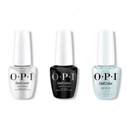 OPI GelColor Intelli-Gel Combo - Super Base Coat, Super Gloss Top Coat & Air We Go