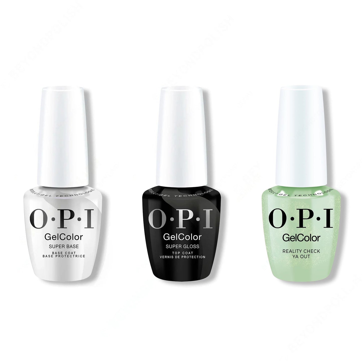 OPI GelColor Intelli-Gel Combo - Super Base Coat, Super Gloss Top Coat & AppointMINT Confirmed