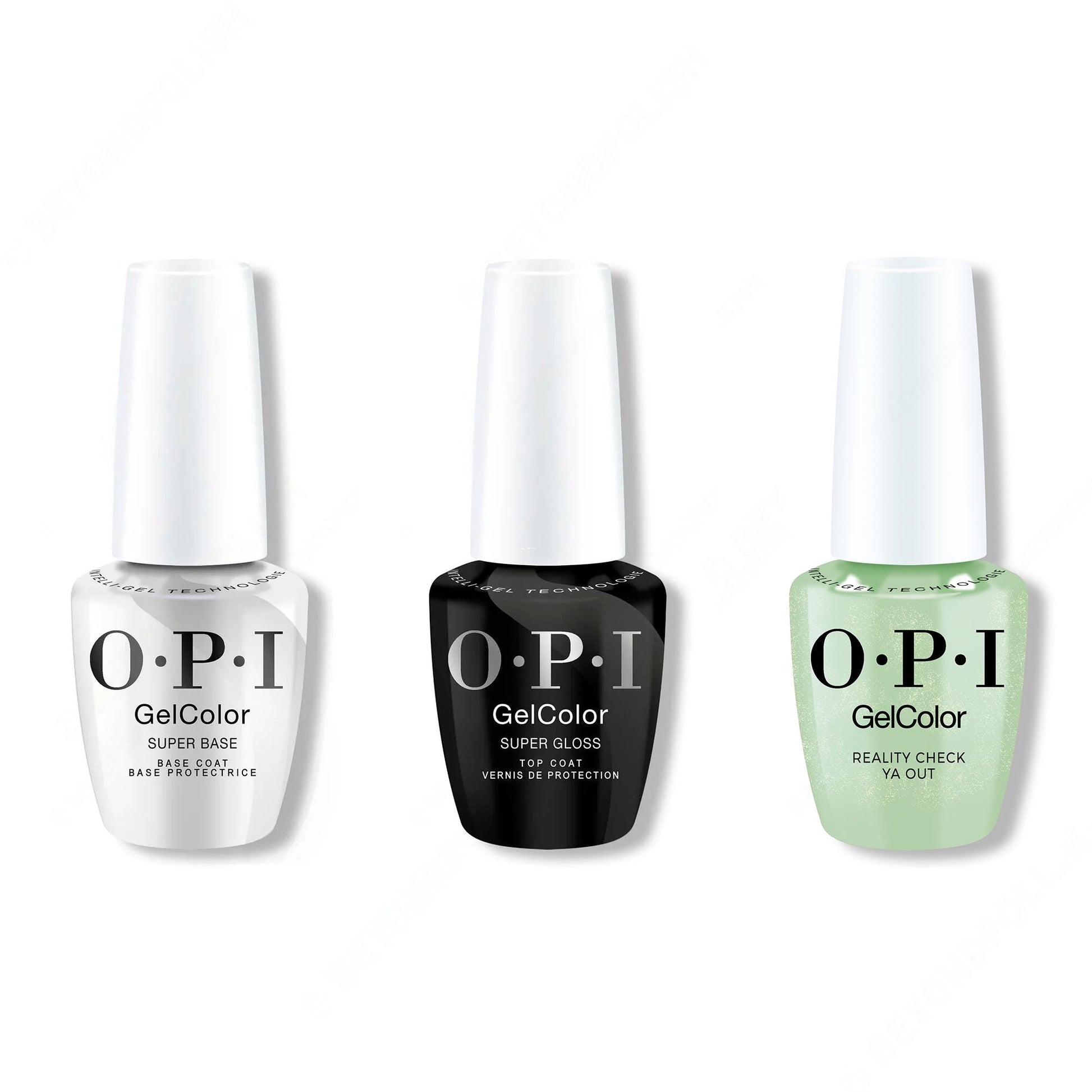 OPI GelColor Intelli-Gel Combo - Super Base Coat, Super Gloss Top Coat & AppointMINT Confirmed