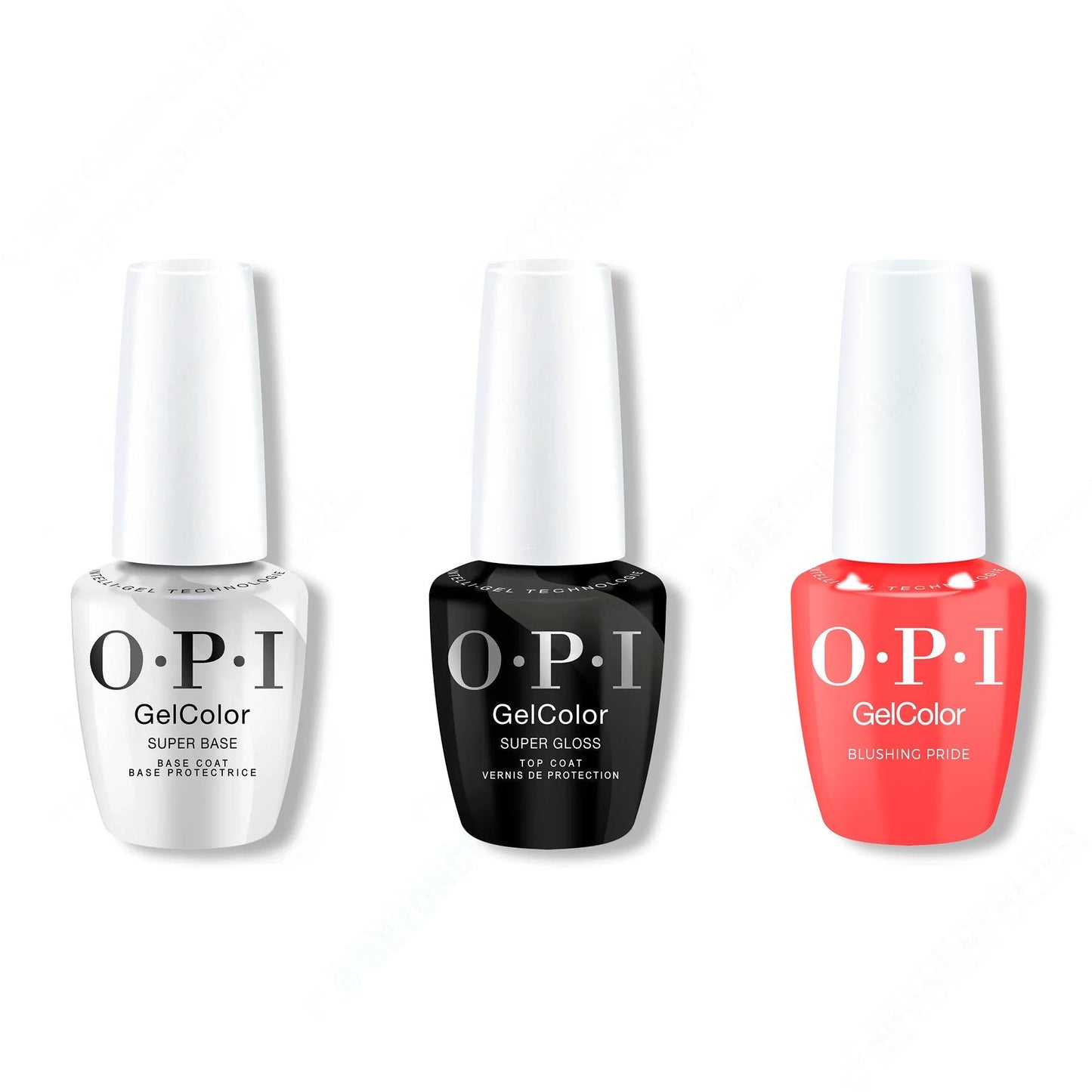 OPI GelColor Intelli-Gel Combo - Super Base Coat, Super Gloss Top Coat & Blushin’ Pride
