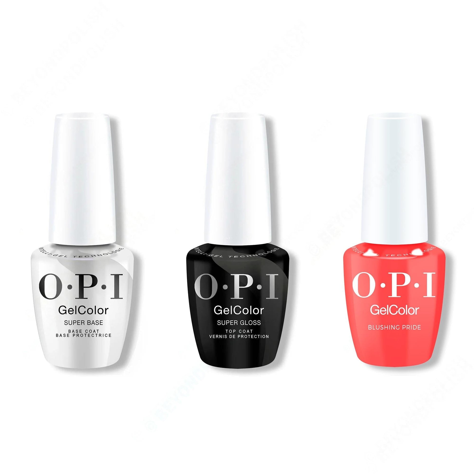 OPI GelColor Intelli-Gel Combo - Super Base Coat, Super Gloss Top Coat & Blushin’ Pride