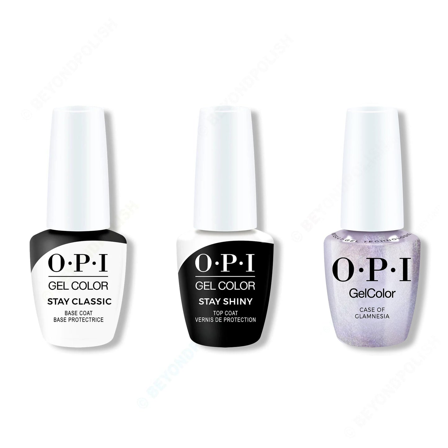 OPI GelColor Intelli-Gel Combo - Super Base Coat, Super Gloss Top Coat & Case of Glamnesia