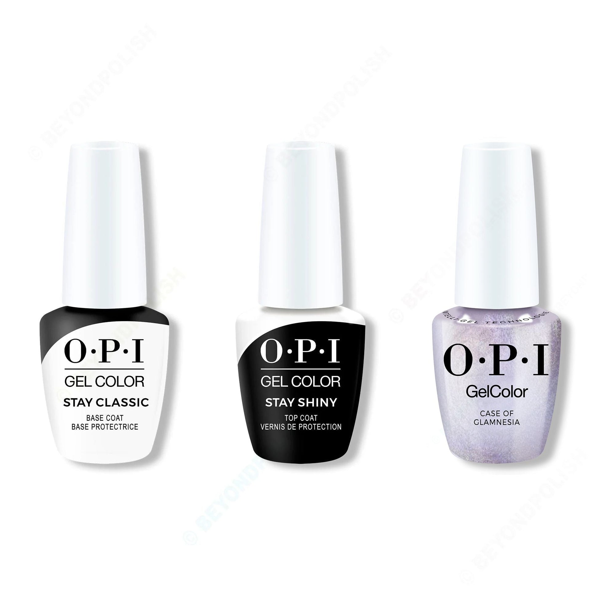 OPI GelColor Intelli-Gel Combo - Super Base Coat, Super Gloss Top Coat & Case of Glamnesia