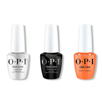 OPI GelColor Intelli-Gel Combo - Super Base Coat, Super Gloss Top Coat & Keep it Surreal