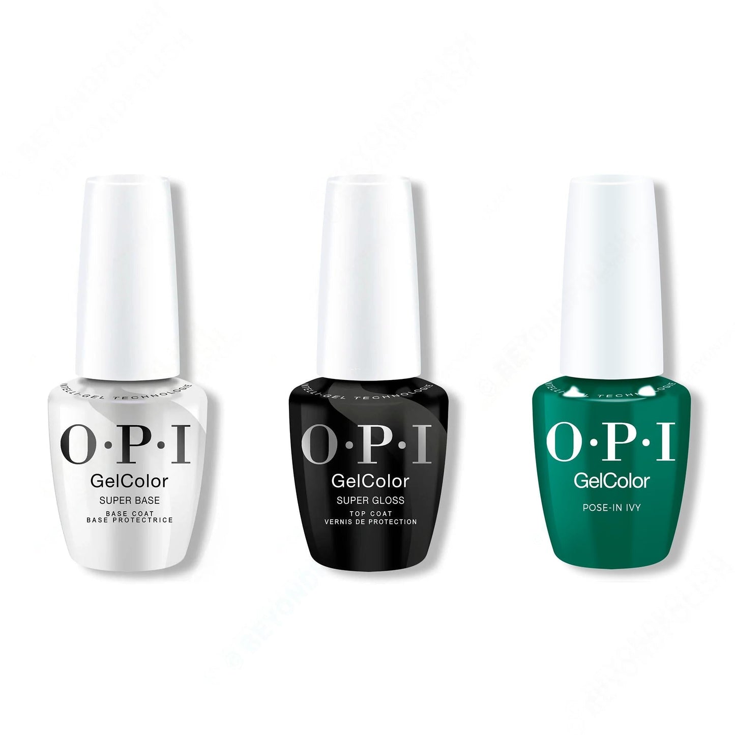OPI GelColor Intelli-Gel Combo - Super Base Coat, Super Gloss Top Coat & Pose-in-Ivy