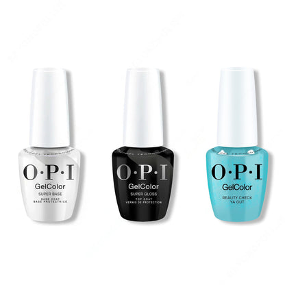 OPI GelColor Intelli-Gel Combo - Super Base Coat, Super Gloss Top Coat & Reality Check Ya Out