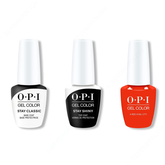 OPI - Nail Lacquer Combo - Base, Top & A Red-vival City 0.5 oz - #NLL22