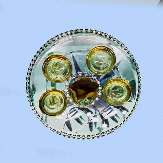 Mademoiselle Clear Plate + 4 cup holder - Orange